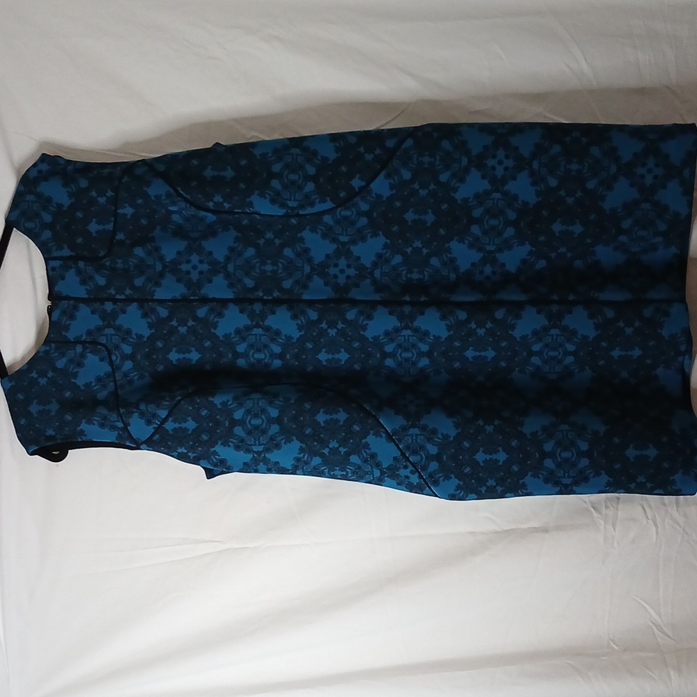 Worthington Teal and Black Sleeveless Lined Dress | Size 2X